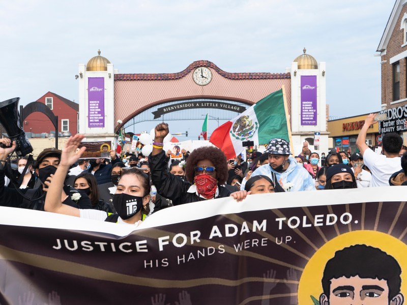 Protesters in Little Village